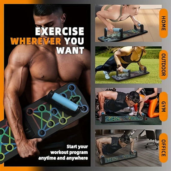 11pcs/set Push Up Board, Portable Foldable With Resistance Band,.