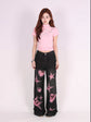 Retro Tattered Jeans Pants Love Wide Leg Jeans