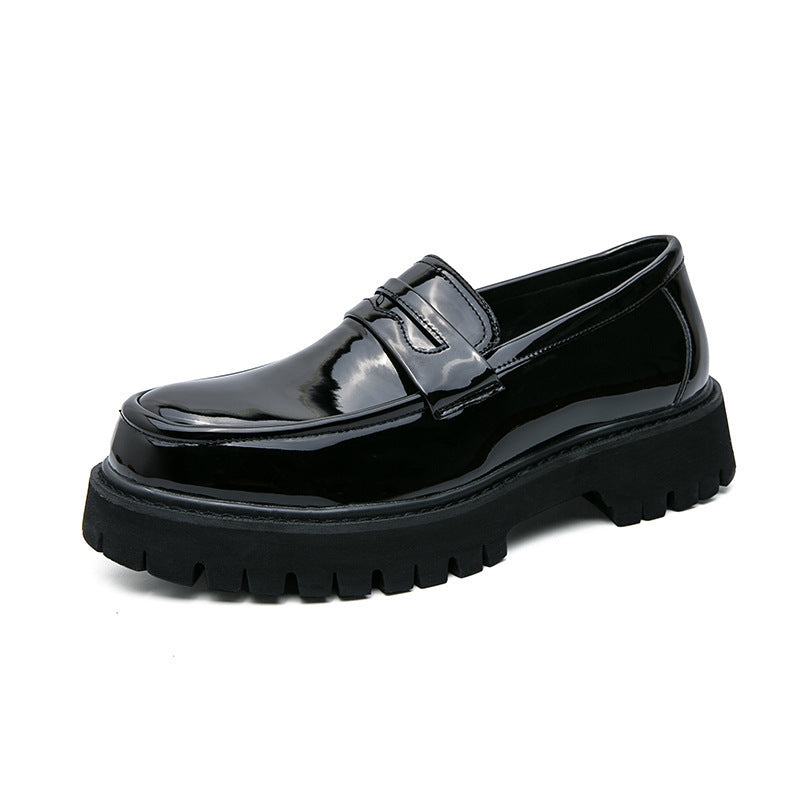 Mocasines con plataforma y aumento de altura, color negro, para hombre