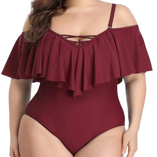Bikini adelgazante de talla grande con volantes