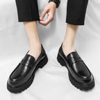 Mocasines con plataforma y aumento de altura, color negro, para hombre