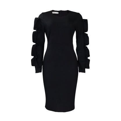Fashion Temperament Ol Elegant Dress Plus Size Long Sleeve Dress