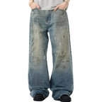 Pantalones rectos holgados con efecto desgastado