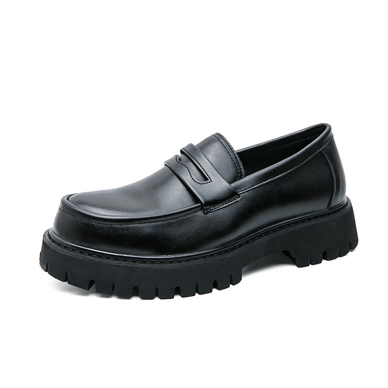 Mocasines con plataforma y aumento de altura, color negro, para hombre