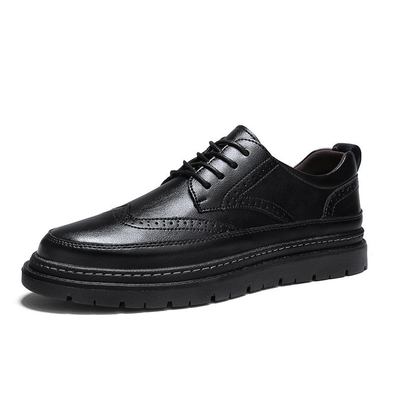 Zapatos de cuero estilo británico brogue para hombre, estilo coreano