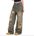 Pantalones vaqueros retro andrajosos Me encantan los vaqueros de pierna ancha
