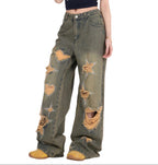 Pantalones vaqueros retro andrajosos Me encantan los vaqueros de pierna ancha