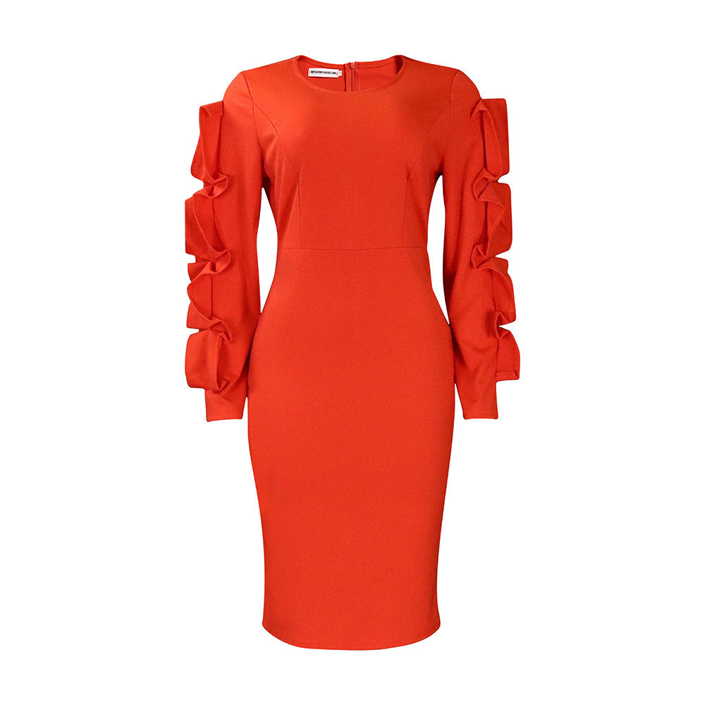 Vestido elegante de manga larga con temperamento de moda de talla grande