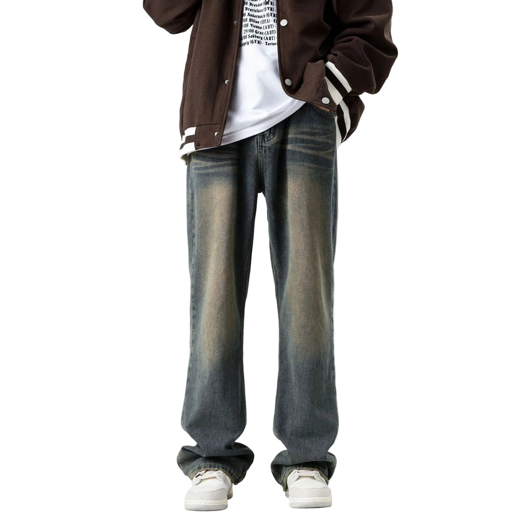 Vaqueros ajustados desgastados retro para hombre