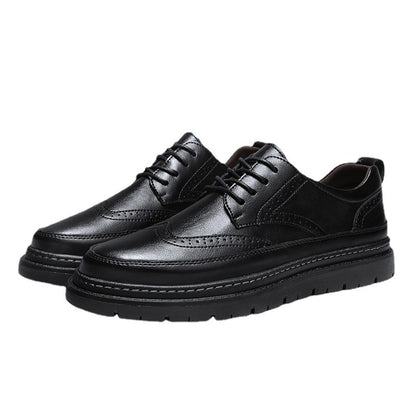 Zapatos de cuero estilo británico brogue para hombre, estilo coreano