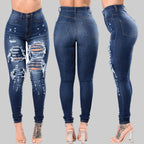 Jeans Rotos de Cintura Alta para Mujer – Pantalones Vaqueros Ajustados de Otoño S‑3XL
