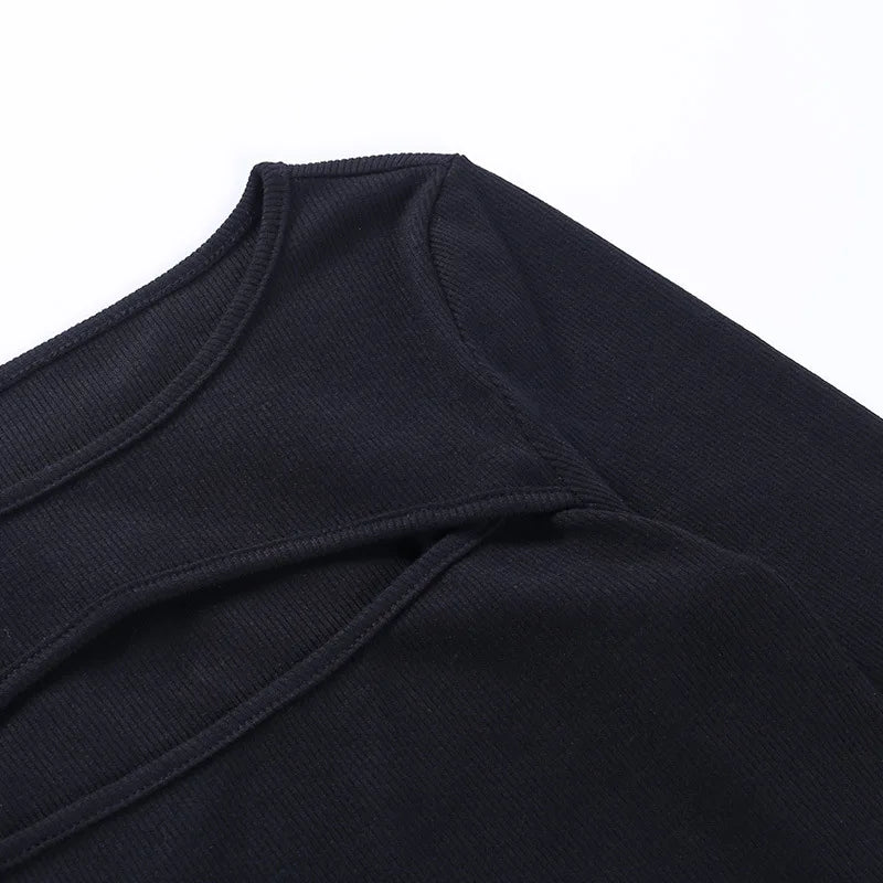 Camiseta de Mujer para Otoño – Manga Larga, Tejido de Punto y Diseño Hollow Out