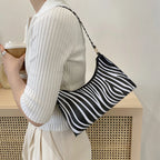 Bolso de Hombro con Estampado de Cebra o Leopardo para Mujer – Cartera de Axila de Piel Sintética Verano