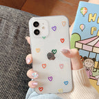 Capa de telefone transparente lindo coração de amor para iPhone 11 12 13 Mini 14 Plus Pro Max X XR XS Max 7 8Plus - Ottwn - A.S Foco