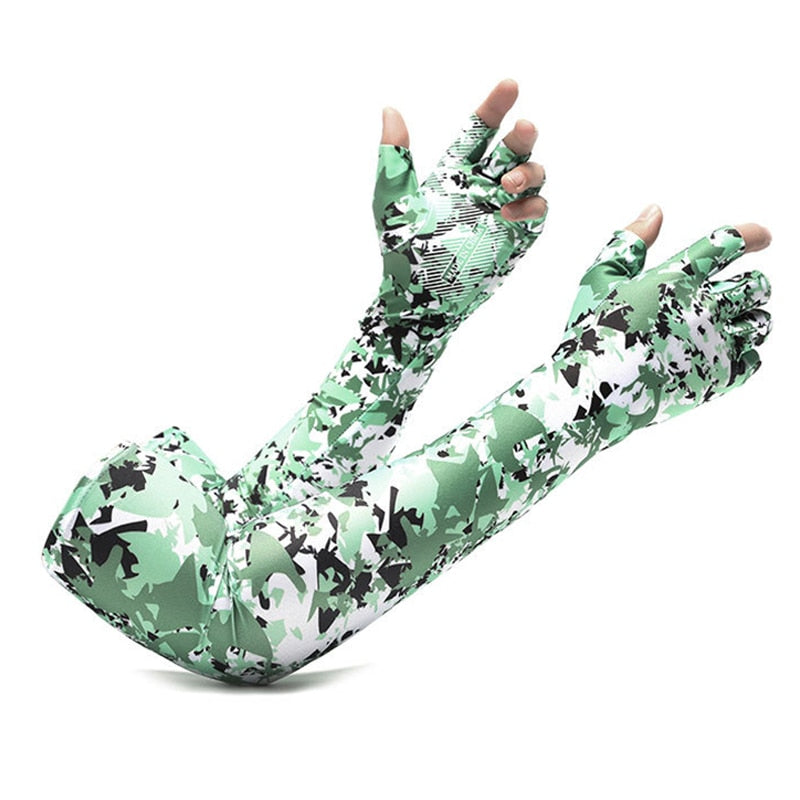 Mangas de braço esportivas proteção solar UV mangas geladas com punho de 5 dedos - A.S Foco