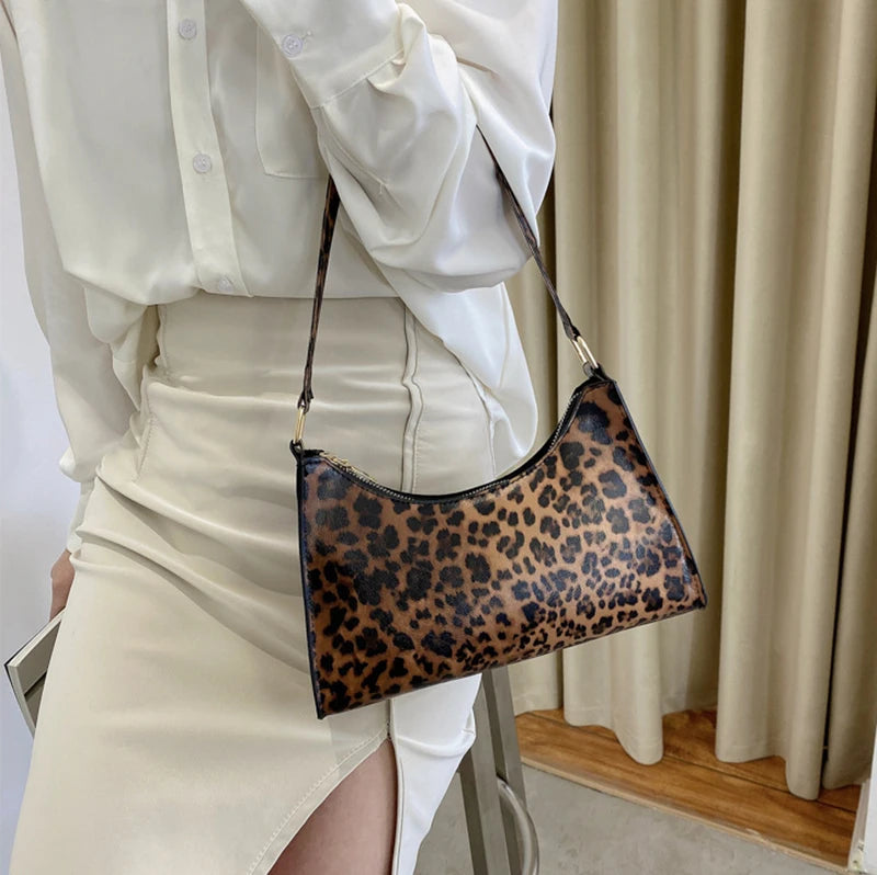 Bolso de Hombro con Estampado de Cebra o Leopardo para Mujer – Cartera de Axila de Piel Sintética Verano
