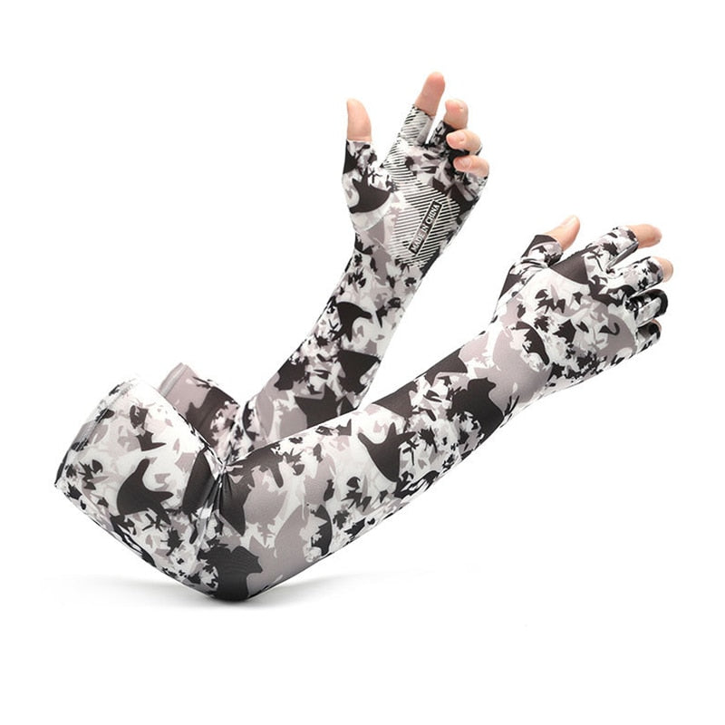 Mangas de braço esportivas proteção solar UV mangas geladas com punho de 5 dedos - A.S Foco