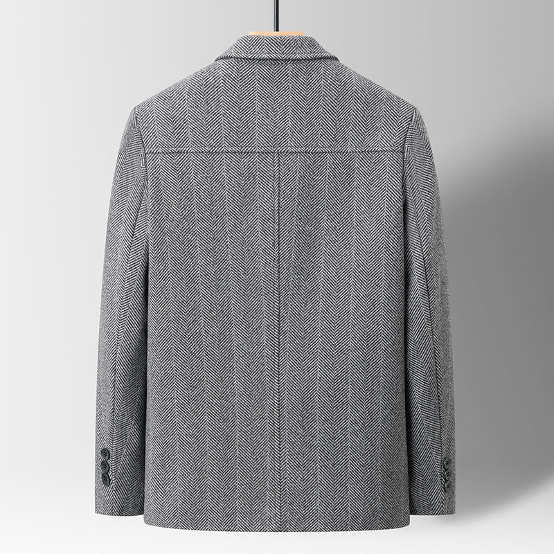 Chaqueta de lana con solapa delgada para hombre de mediana edad, tridimensional