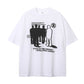 Men T-Shirt Oversized Cotton Gothic Print Punk Short