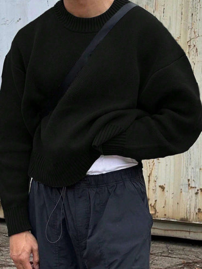 Solid Color Pullover Sweater Knitwear Men&