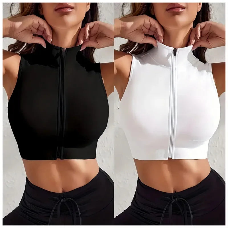 Conjunto Deportivo de 2 Piezas para Mujer – Chaleco Fitness con Cremallera y Tejido Transpirable