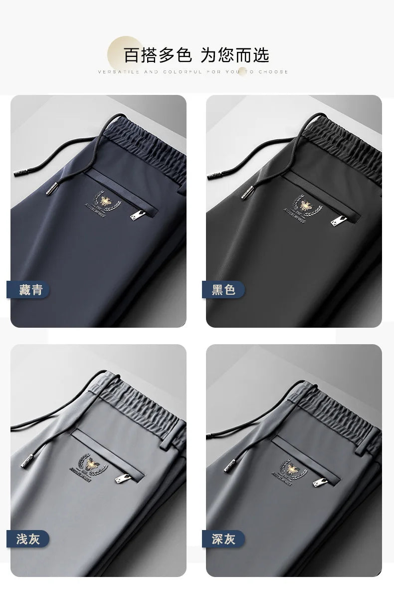 Pantalones casuales de verano para hombre, talla grande 10XL, corte recto y elástico