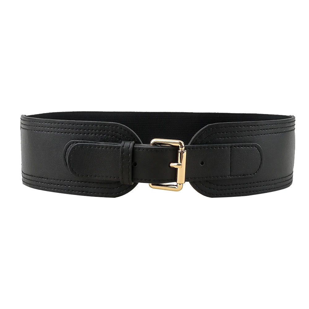 Cinturón Ancho Elástico para Mujer – Hebilla Cuadrada Estilo Moda para Chaquetas y Trajes