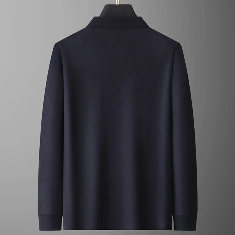 Polo de lujo 100 % algodón para hombre, de alta gama y otoño