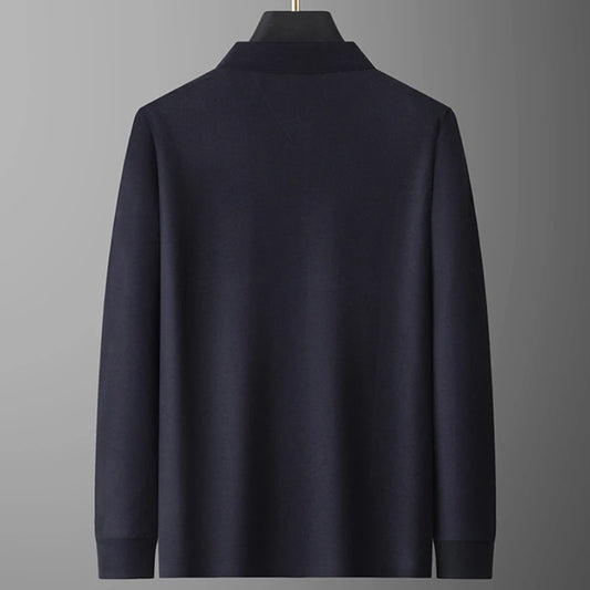 Polo de lujo 100 % algodón para hombre, de alta gama y otoño