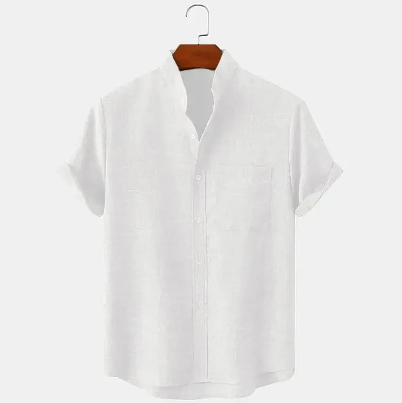 Camisa de Hombre de Manga Corta – Algodón y Lino 100% Estilo Oversize para Playa y Uso Casual