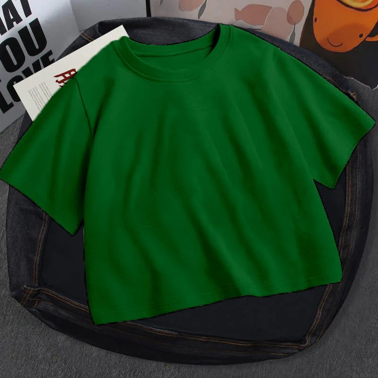 Camiseta casual morada de manga corta para mujer.