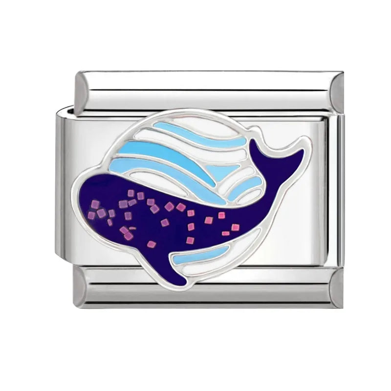 Charm Italiano de Acero Inoxidable – Diseño Ball No.8, Corazón, Cereza, Arcoíris, Gatos y Flores para Pulseras de 9mm