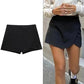 Skort Mini Negro Asimétrico para Mujer 2025 – Falda Pantalón de Cintura Alta