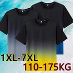 Camiseta con degradado para hombre, talla grande 7XL, 110-175 kg, manga corta y holgada