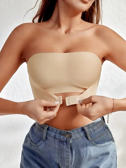 Sujetador Sin Tirantes para Mujer – Sin Relleno, Sin Costuras y con Cierre Frontal de Botones