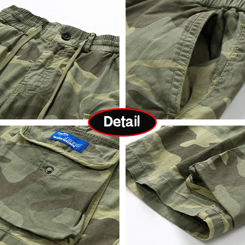 Shorts de Hombre Camuflados – Verano, Estilo Outdoor, Cintura Elástica y Corte Recto