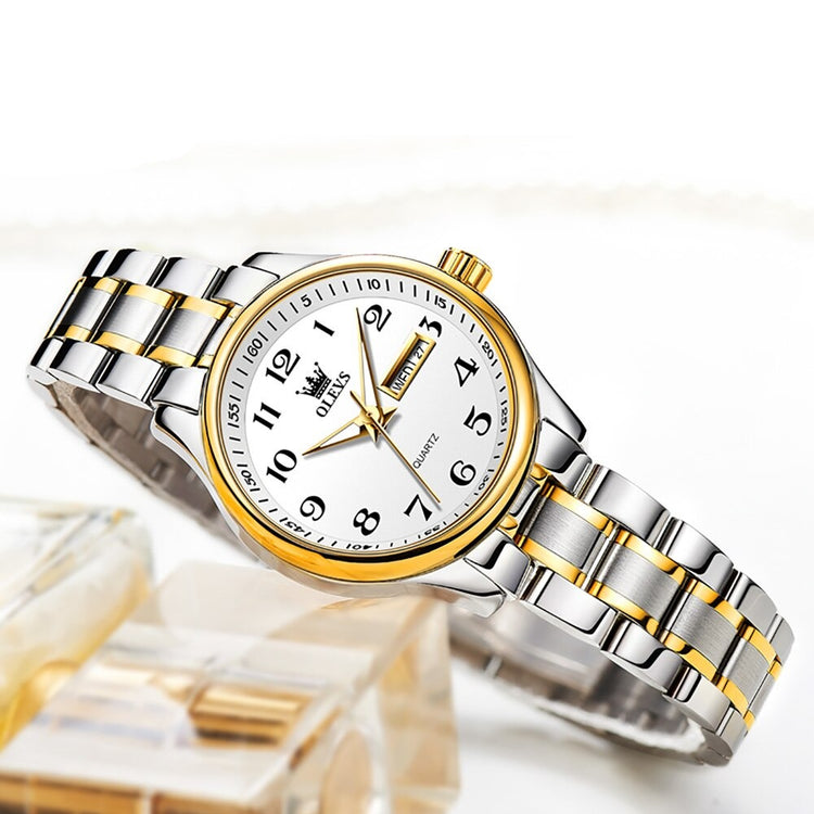 Relógio para mulheres, elegante, aço inoxidável, luminoso, à prova d&