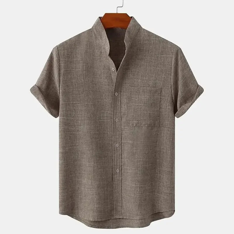 Camisa de Hombre de Manga Corta – Algodón y Lino 100% Estilo Oversize para Playa y Uso Casual