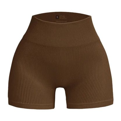 Pantalones Cortos Ajustados de Hilo para Mujer – Shorts Deportivos sin Costuras de Cintura Alta