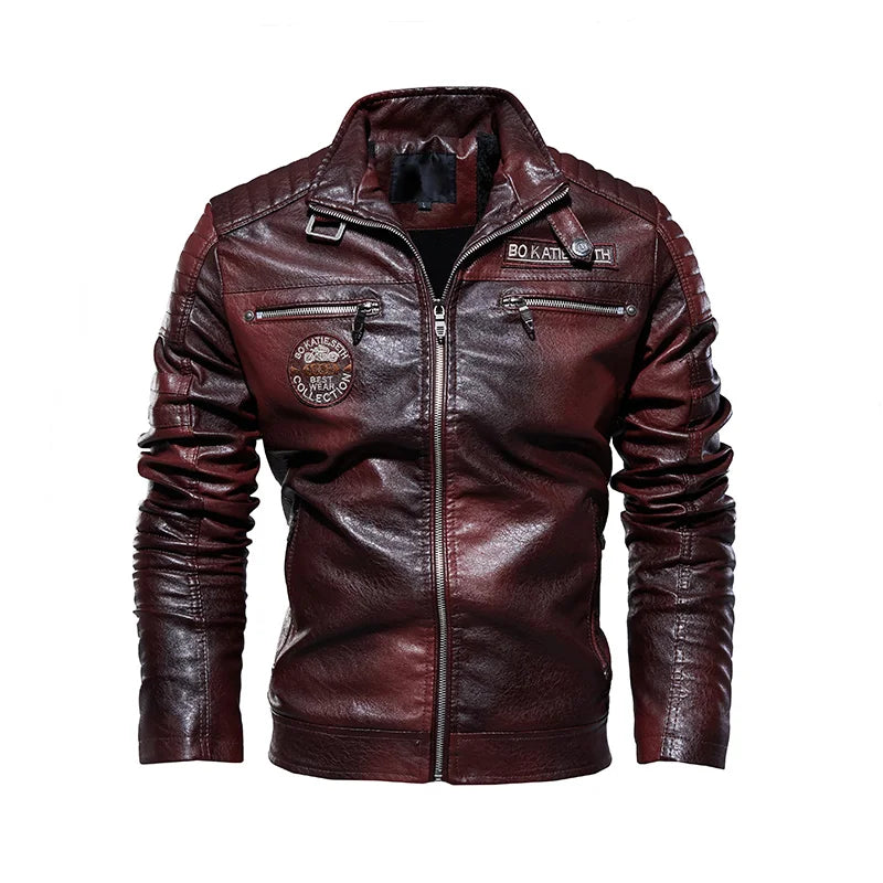 Chaqueta de Cuero para Hombre – Invierno, Estilo Motociclista y Cuello de Piel Desmontable