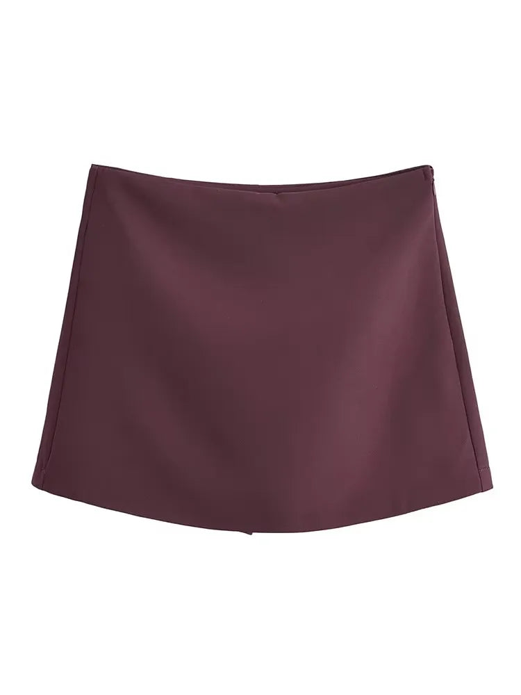 Falda Pantalón Mini de Cintura Alta para Mujer – Skort Vintage con Cremallera Lateral