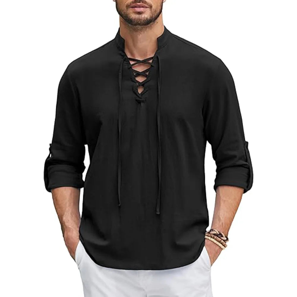 Camisa Renacentista para Hombre – Estilo Pirata, Medieval y Vikingo en Algodón y Lino