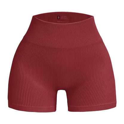 Pantalones Cortos Ajustados de Hilo para Mujer – Shorts Deportivos sin Costuras de Cintura Alta