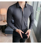 Camisa para Hombre Tallas Grandes 4XL–M – Alta Elasticidad, Sin Costuras y Manga Larga