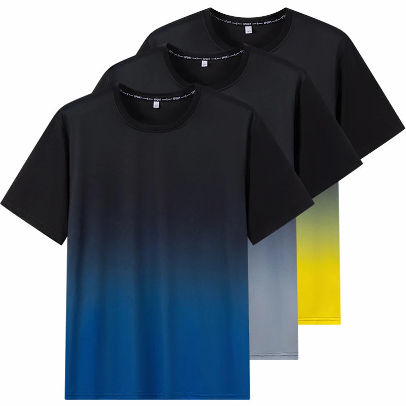 Camiseta con degradado para hombre, talla grande 7XL, 110-175 kg, manga corta y holgada