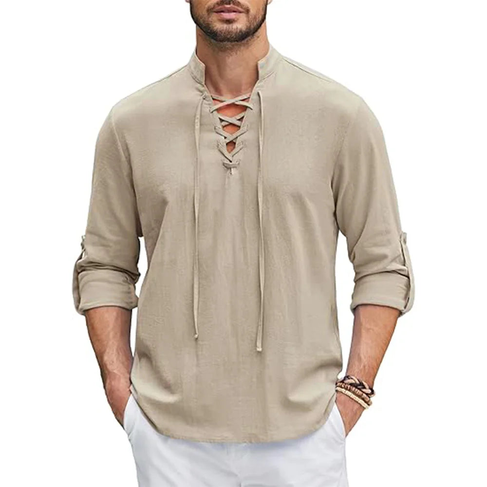 Camisa Renacentista para Hombre – Estilo Pirata, Medieval y Vikingo en Algodón y Lino