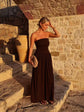 Vestido Elegante Sin Hombros para Mujer – Diseño Strapless con Pliegues Modernos