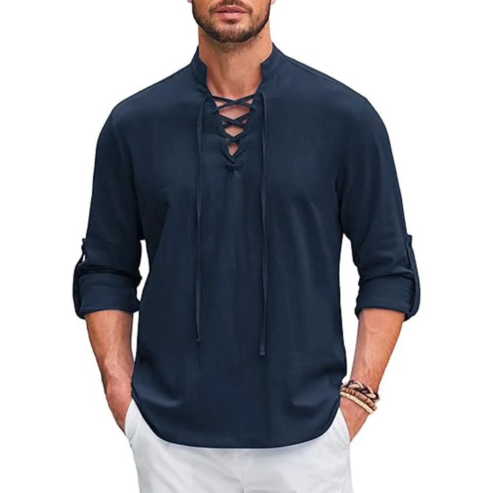 Camisa Renacentista para Hombre – Estilo Pirata, Medieval y Vikingo en Algodón y Lino