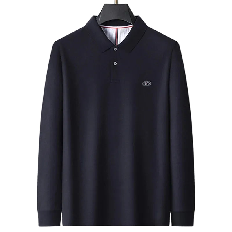 Polo de lujo 100 % algodón para hombre, de alta gama y otoño