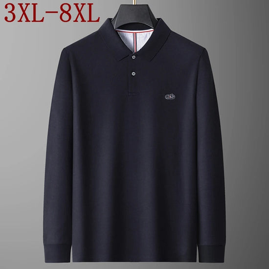 8XL 7XL 6XL 2025 New Autumn High End Luxury 100% Cotton Polo Shirt Man